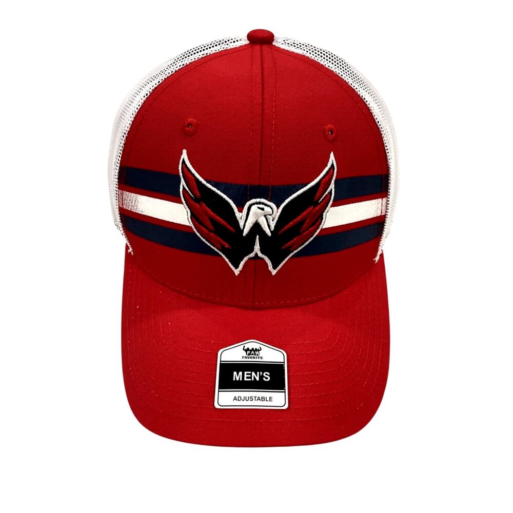 Washington Capitals NHL Red Hat Adjustable MVP Mesh Snapback New Triple Stripe